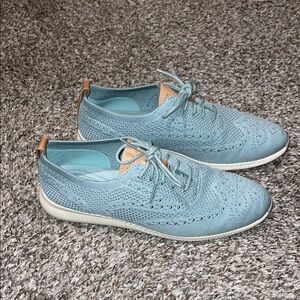 Zero Grand Blue Knit Lace-Up Oxford Shoes